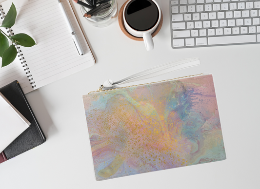 Rainbow Clutch Bag - Pastel & Gold Design