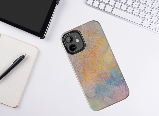Phone Case - Pastel Rainbow & Gold Watercolor Design
