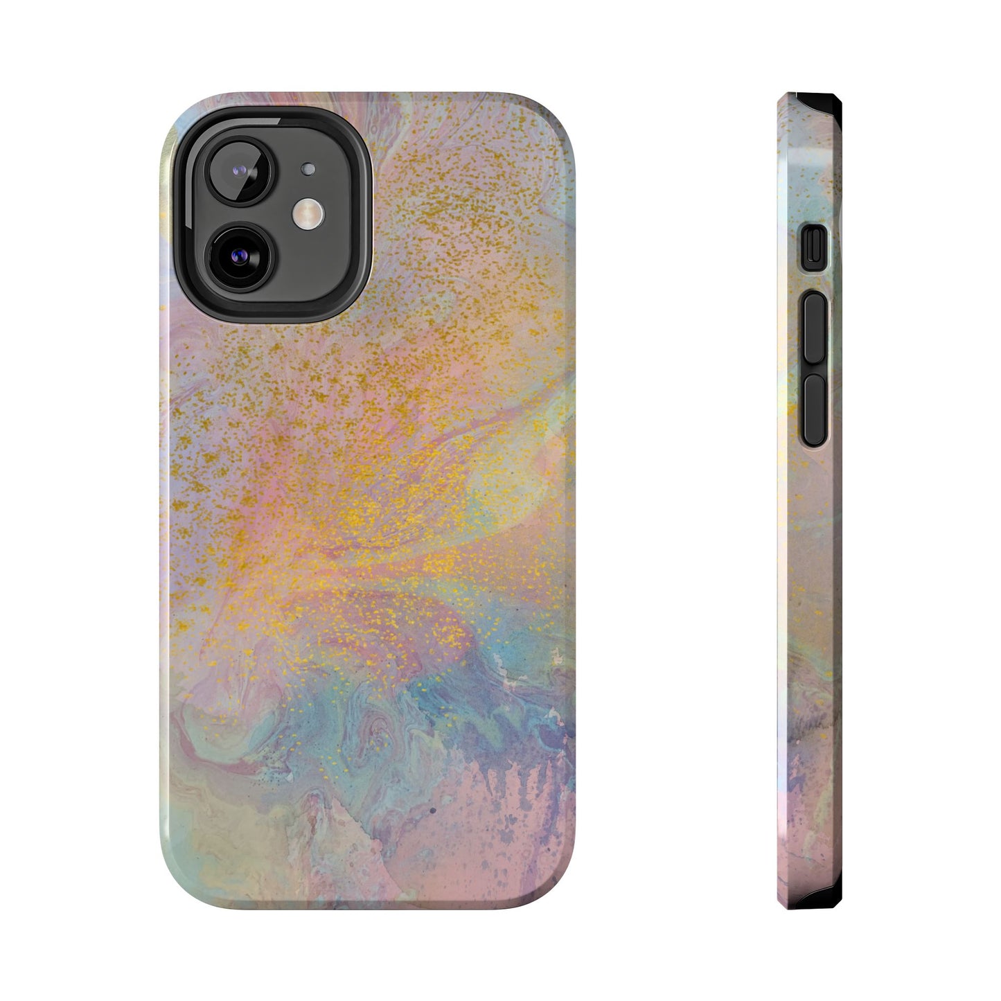 Phone Case - Pastel Rainbow & Gold Watercolor Design