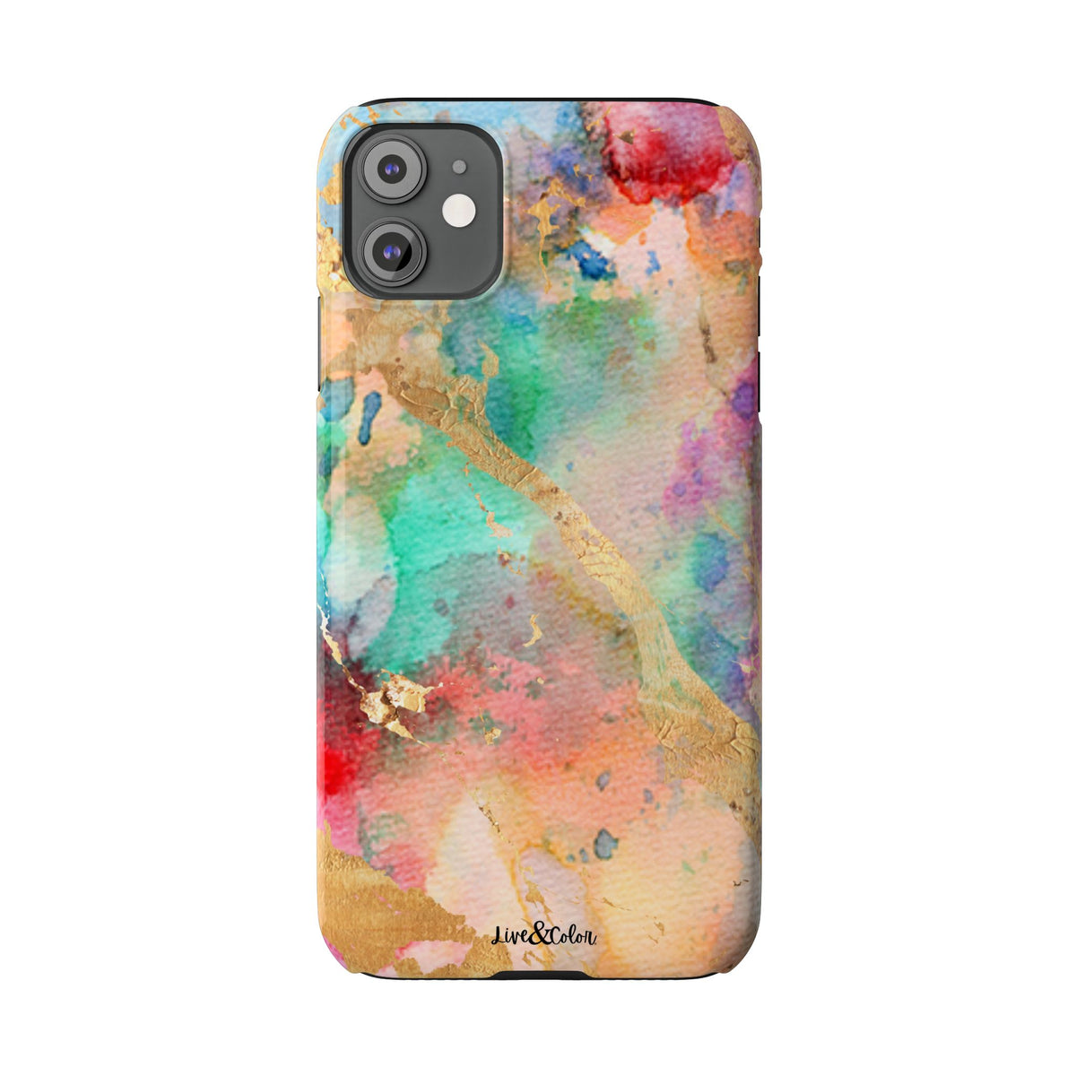 Pastel Rainbow & Gold Watercolor Slim Phone Case