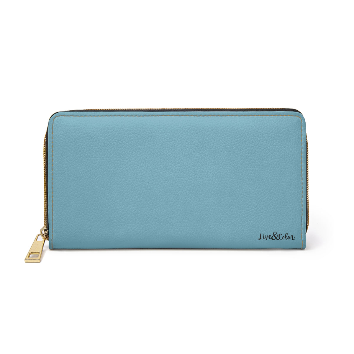 Sky Blue Minimalist Zip-Around Wallet