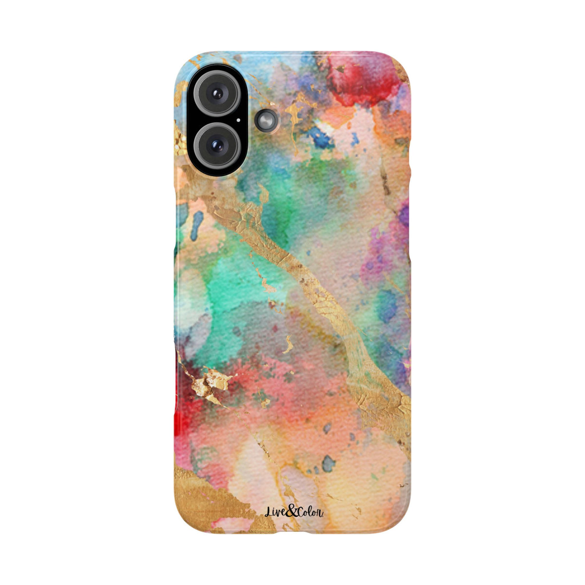 Pastel Rainbow & Gold Watercolor Slim Phone Case