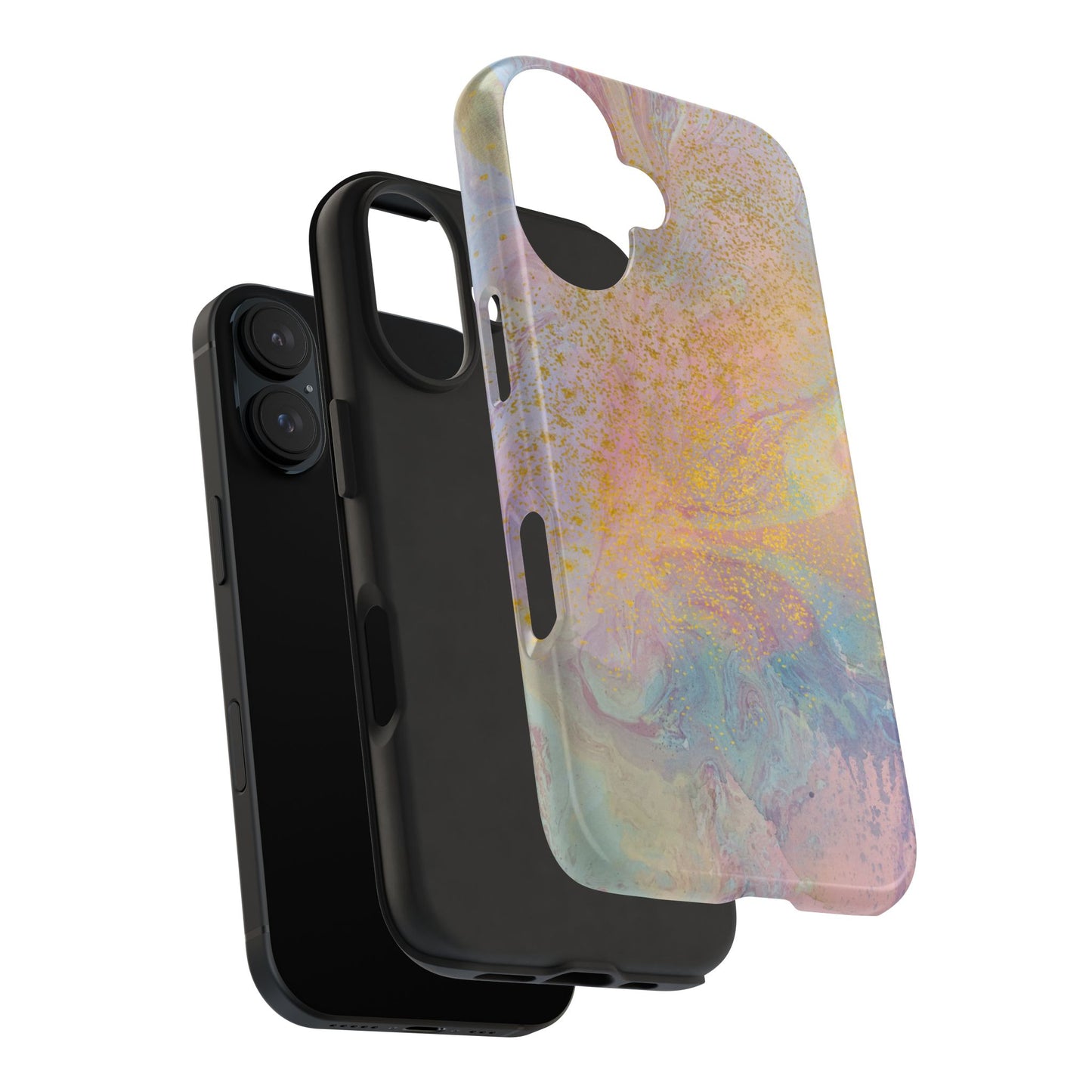 Phone Case - Pastel Rainbow & Gold Watercolor Design
