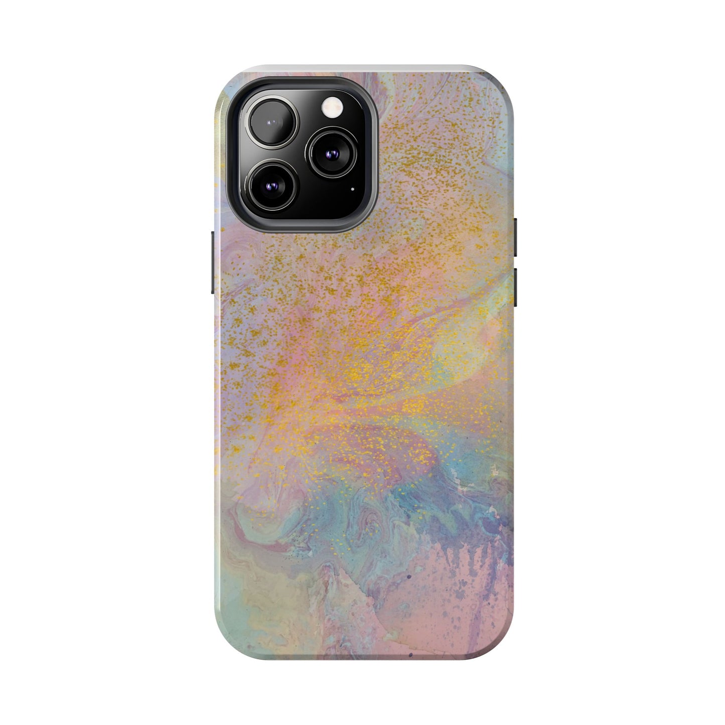Phone Case - Pastel Rainbow & Gold Watercolor Design