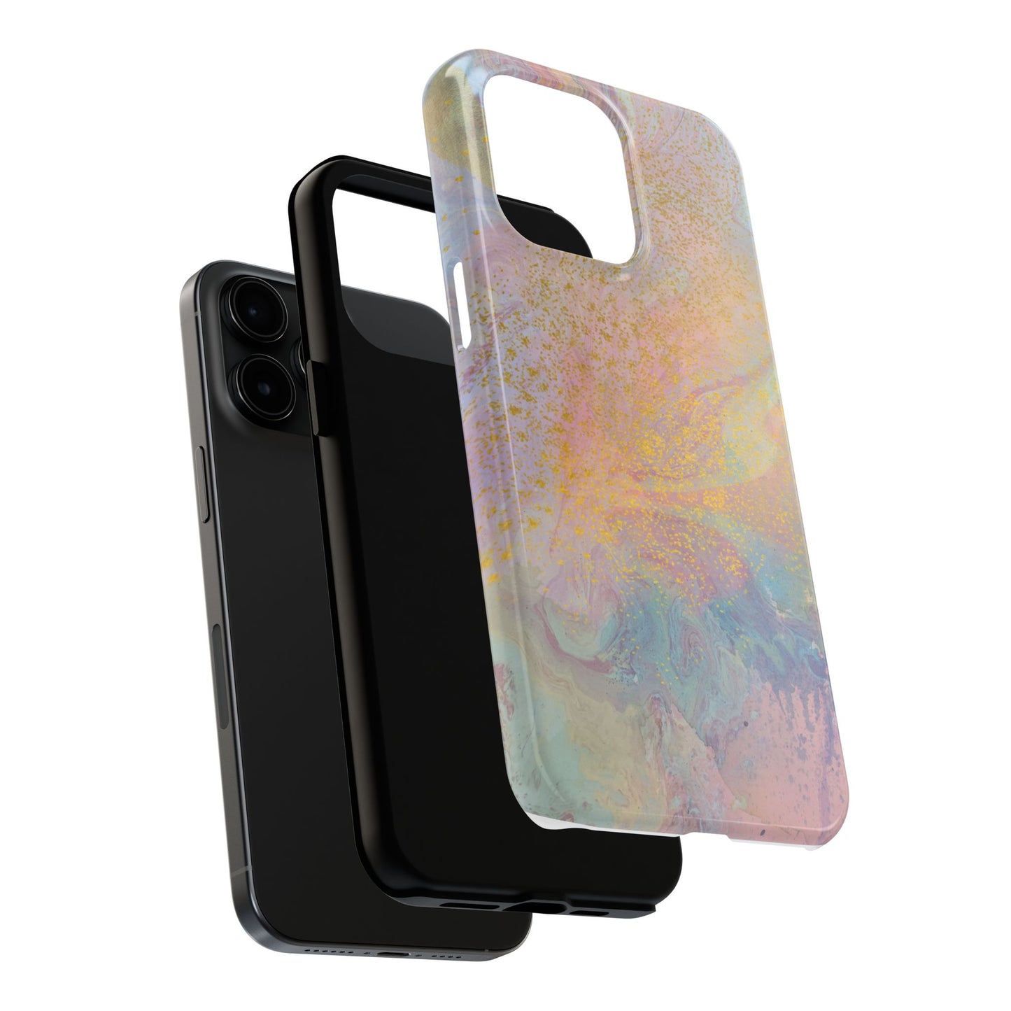 Phone Case - Pastel Rainbow & Gold Watercolor Design