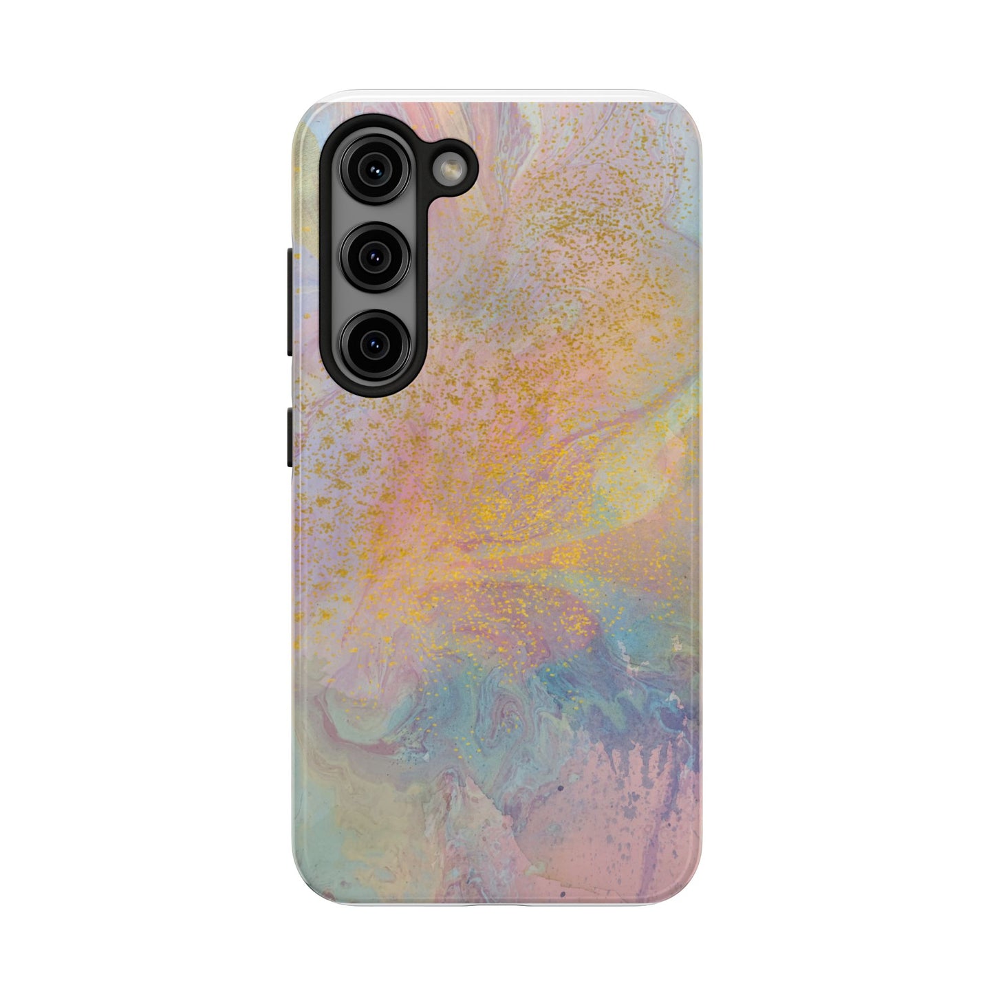 Phone Case - Pastel Rainbow & Gold Watercolor Design