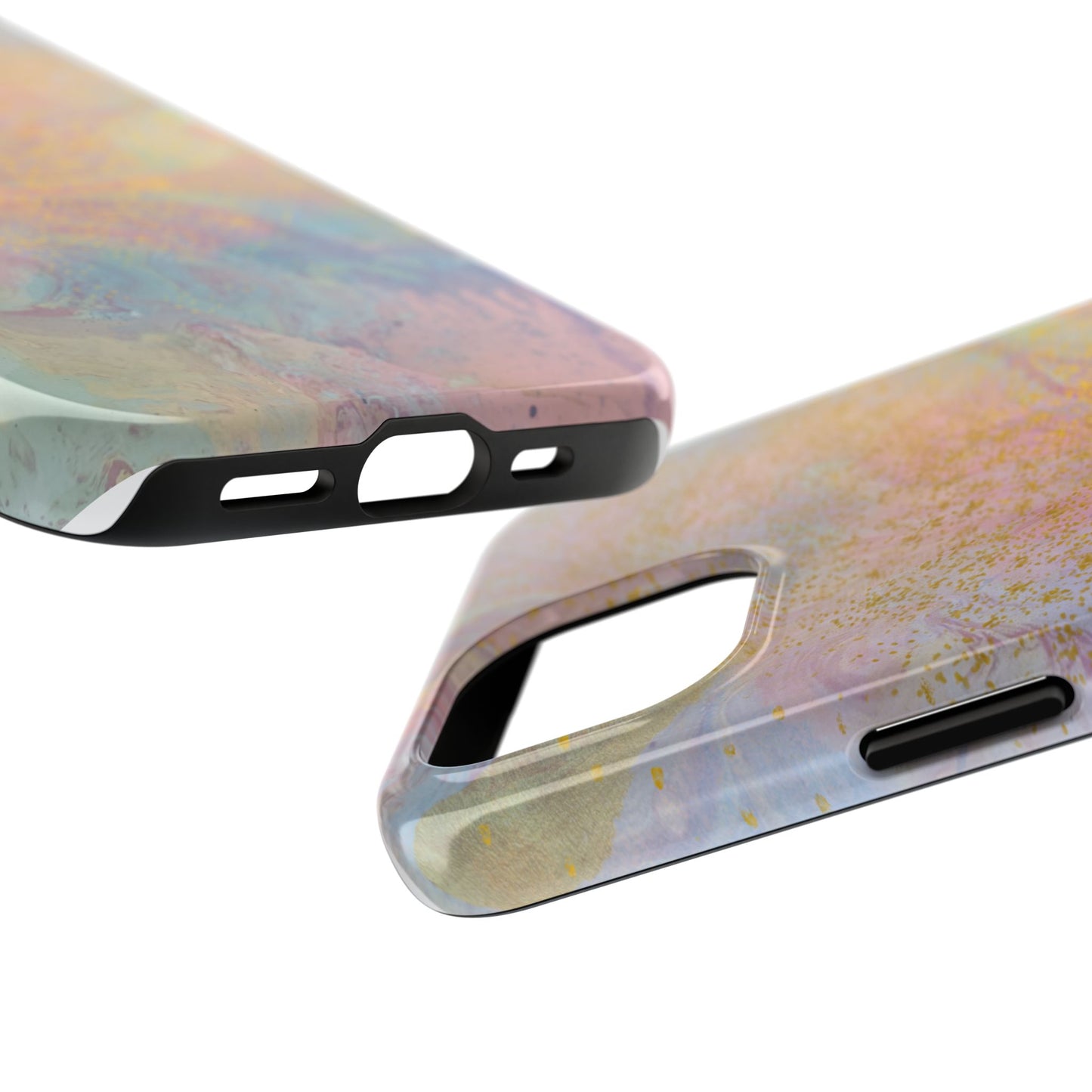 Phone Case - Pastel Rainbow & Gold Watercolor Design