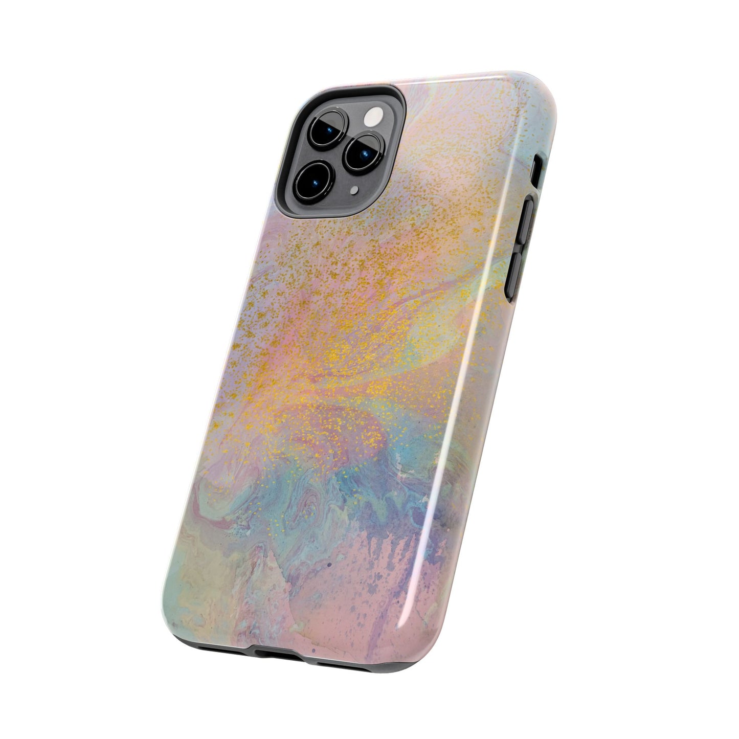 Phone Case - Pastel Rainbow & Gold Watercolor Design