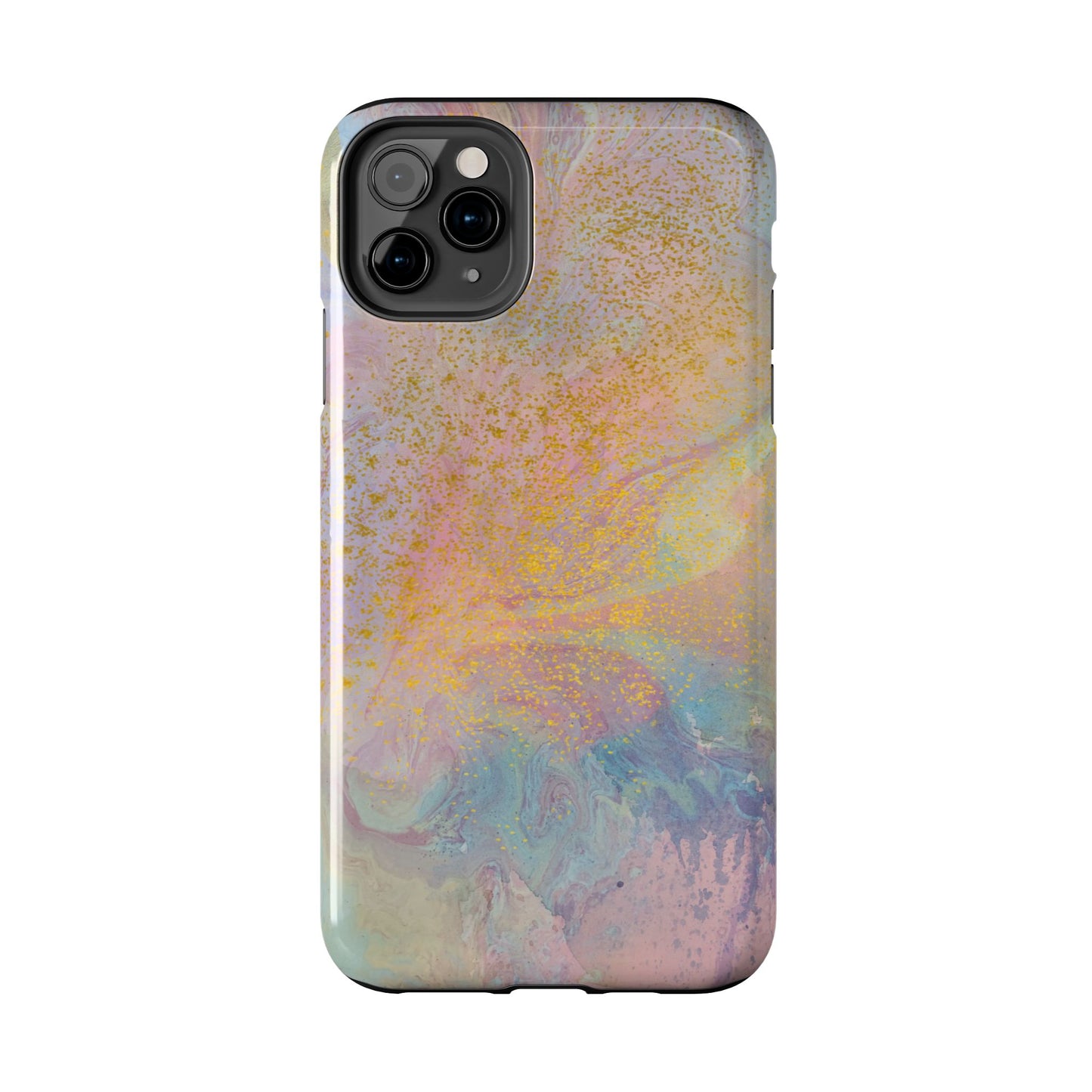 Phone Case - Pastel Rainbow & Gold Watercolor Design