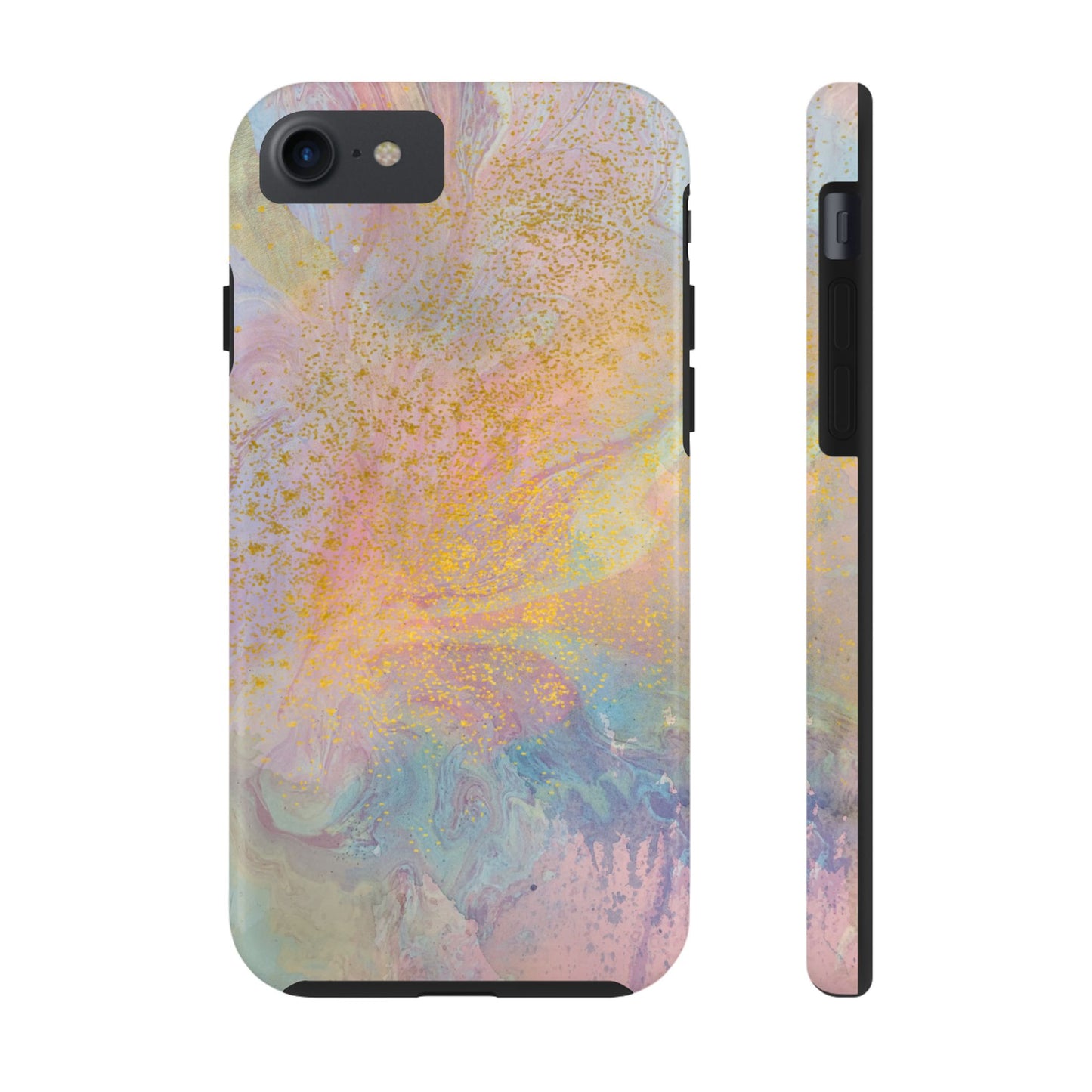 Phone Case - Pastel Rainbow & Gold Watercolor Design