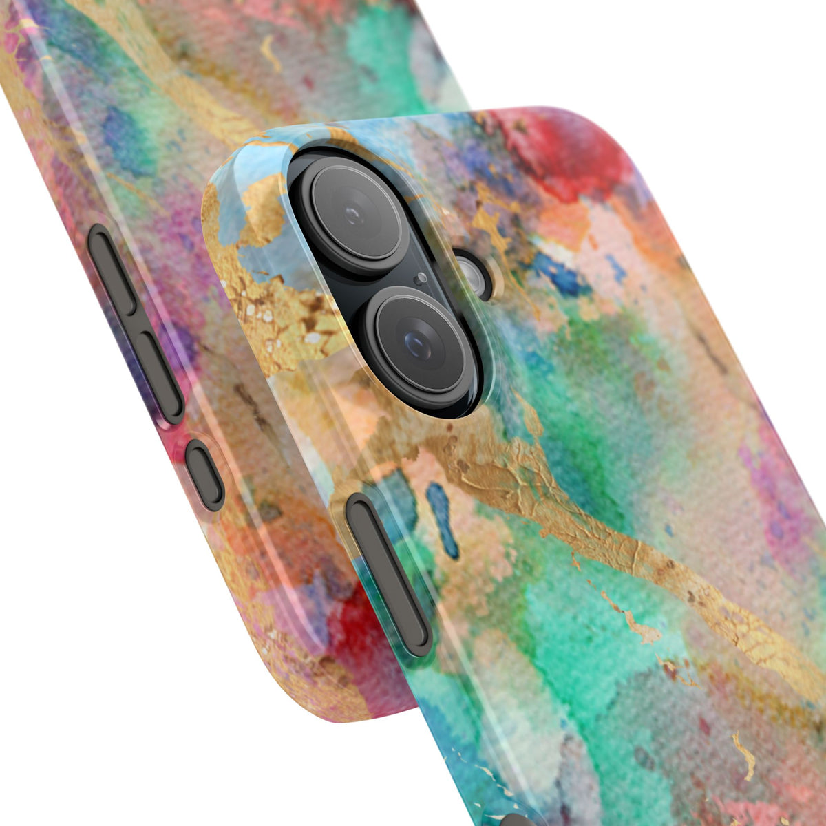 Pastel Rainbow & Gold Watercolor Slim Phone Case