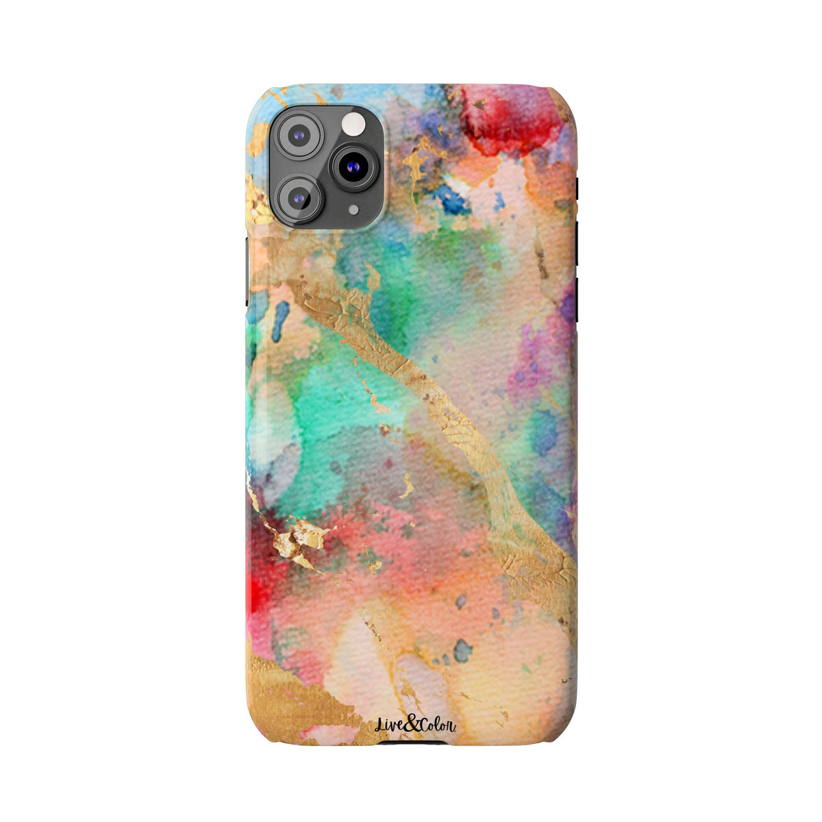 Pastel Rainbow & Gold Watercolor Slim Phone Case