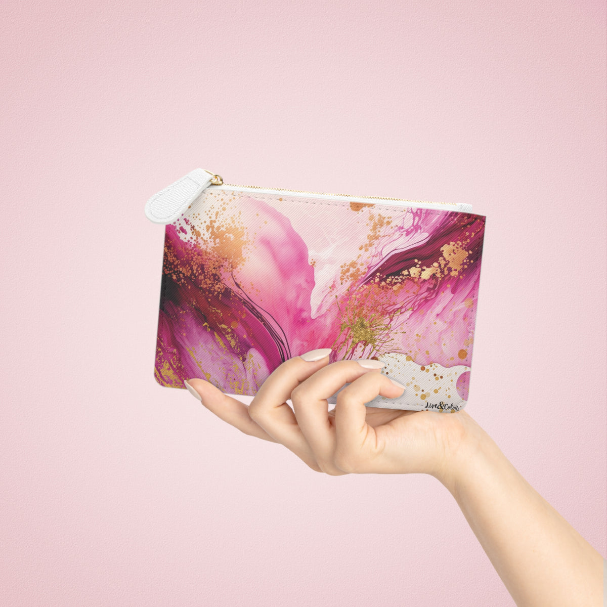 Pink Fuschia Magenta & Gold Clutch Bag (Mini)