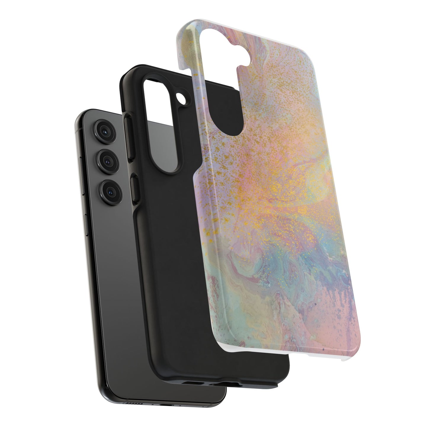 Phone Case - Pastel Rainbow & Gold Watercolor Design