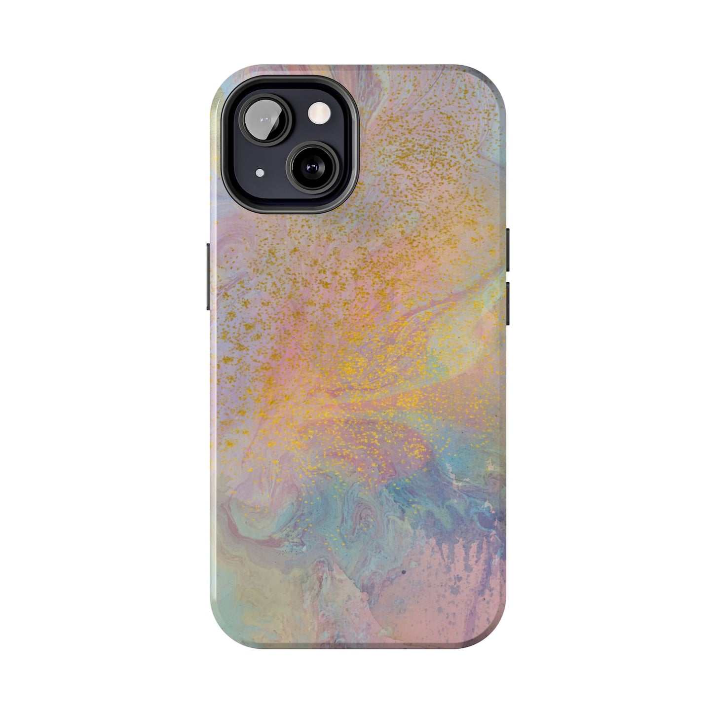Phone Case - Pastel Rainbow & Gold Watercolor Design