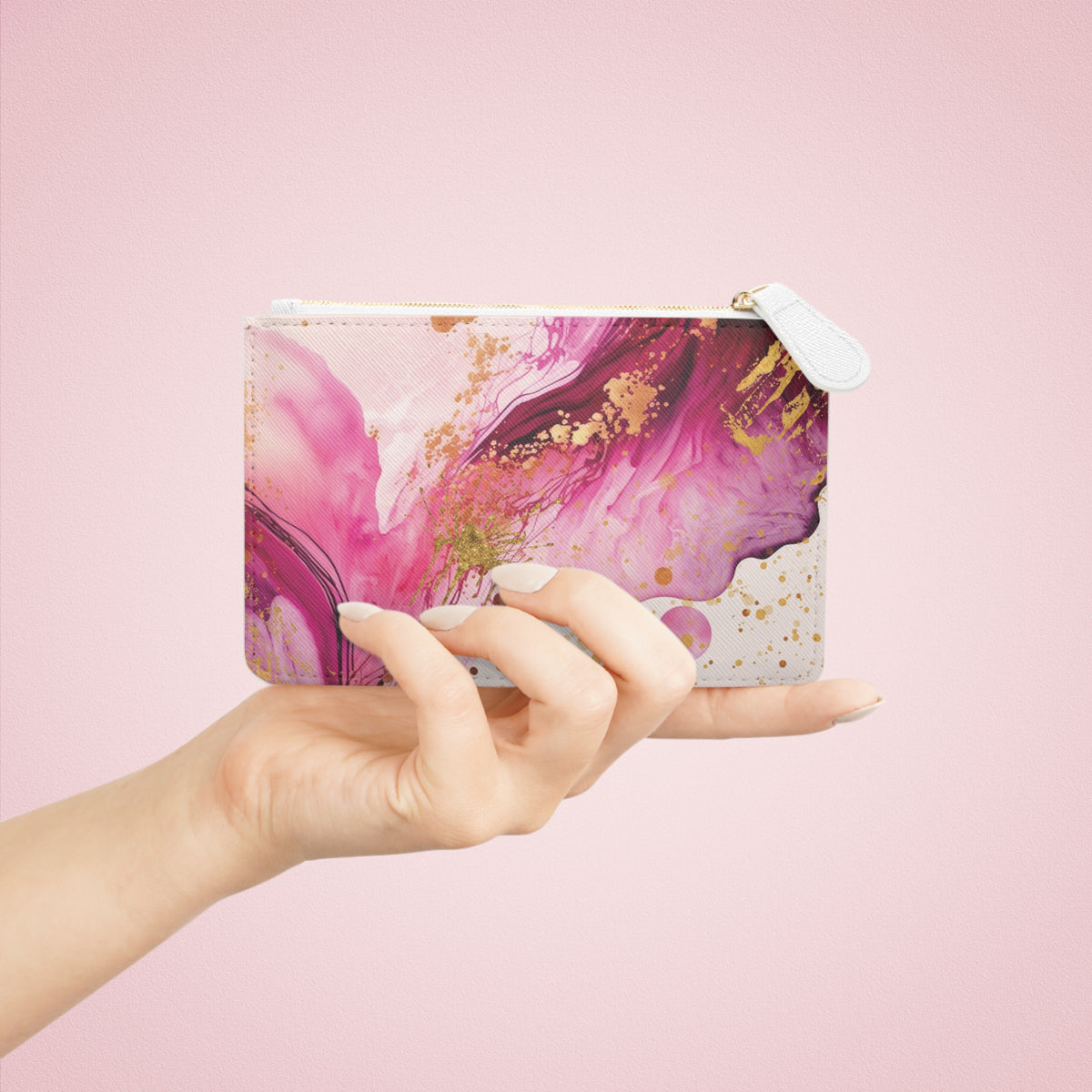 Pink Fuschia Magenta & Gold Clutch Bag (Mini)