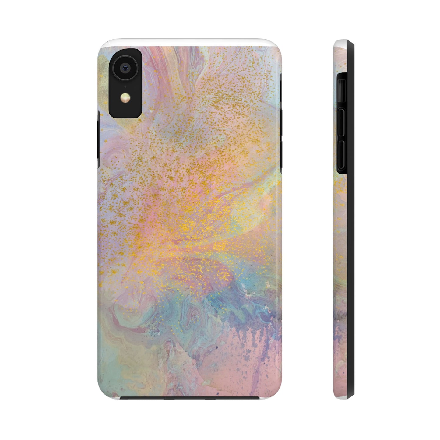 Phone Case - Pastel Rainbow & Gold Watercolor Design