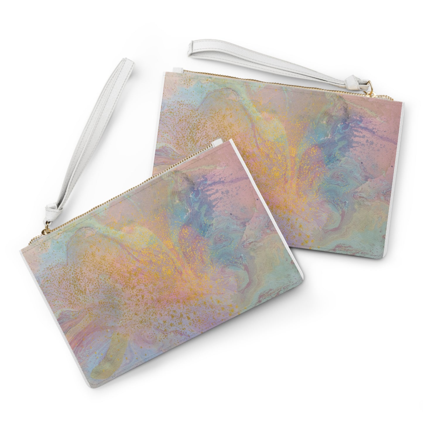 Rainbow Clutch Bag - Pastel & Gold Design