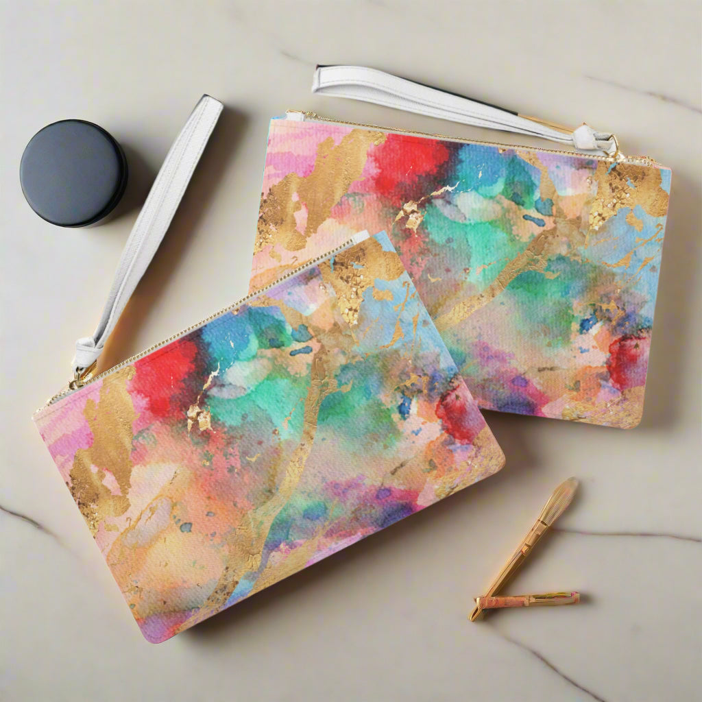 Watercolor & Gold Foil Stylish Clutch (Original)