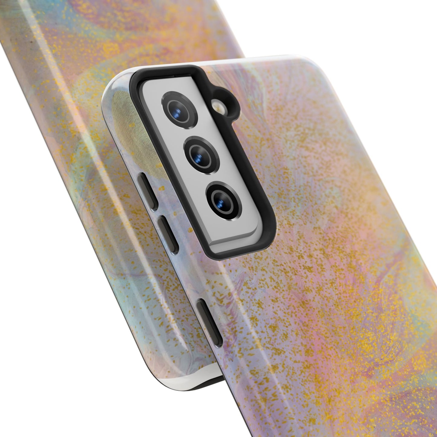 Phone Case - Pastel Rainbow & Gold Watercolor Design