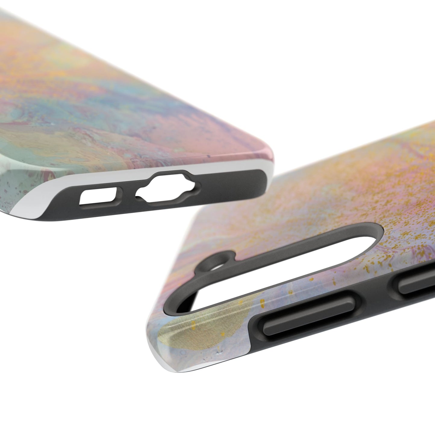 Phone Case - Pastel Rainbow & Gold Watercolor Design