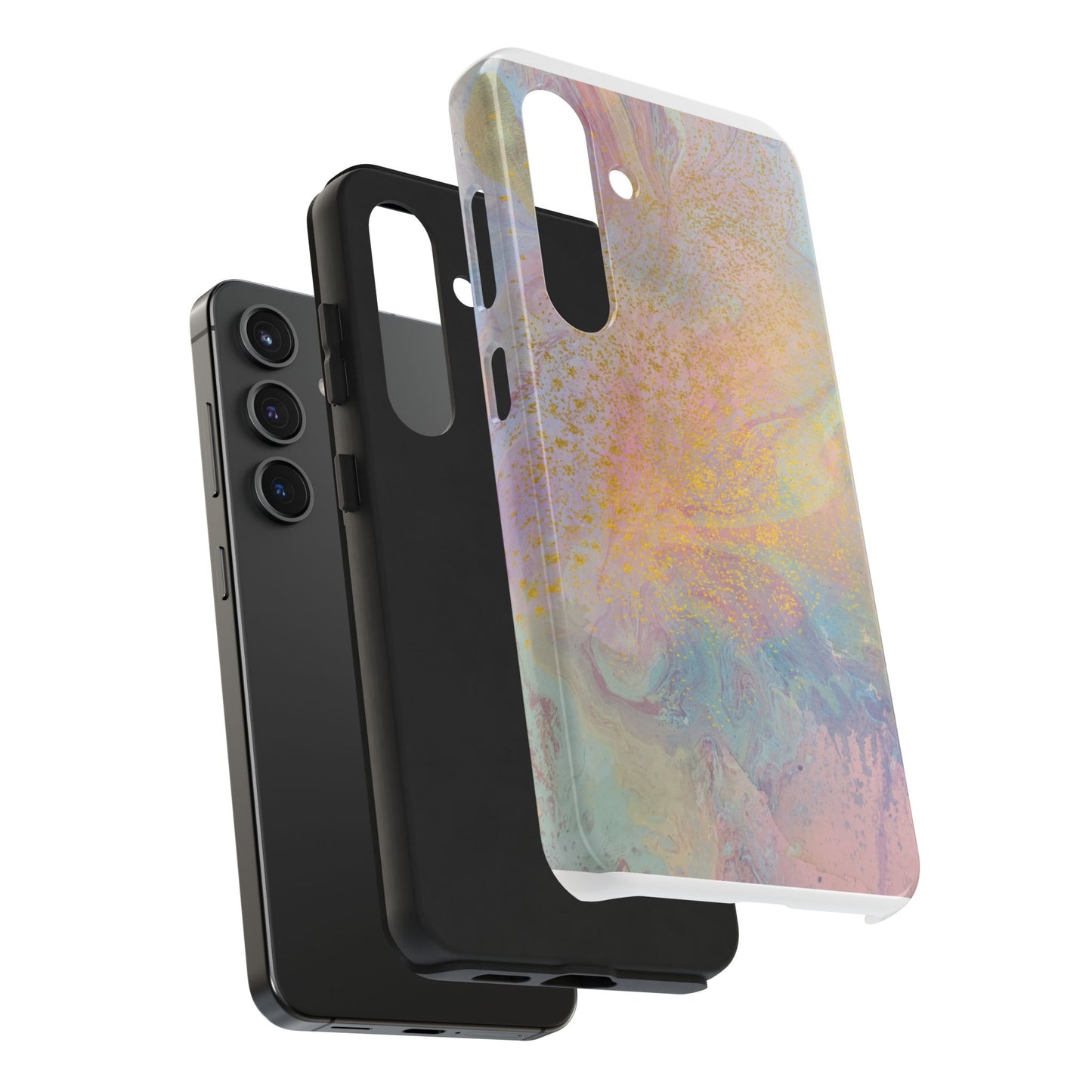 Phone Case - Pastel Rainbow & Gold Watercolor Design
