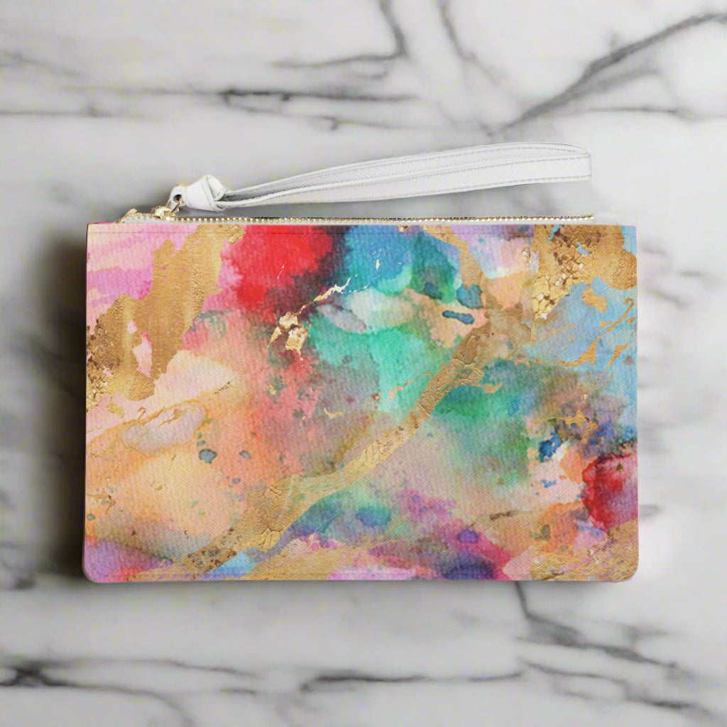 Watercolor & Gold Foil Stylish Clutch (Original)