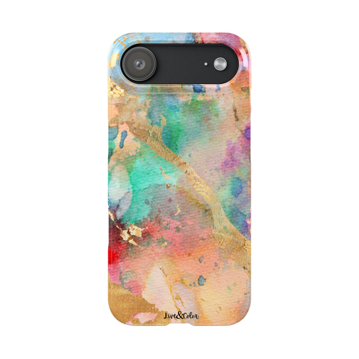 Pastel Rainbow & Gold Watercolor Slim Phone Case
