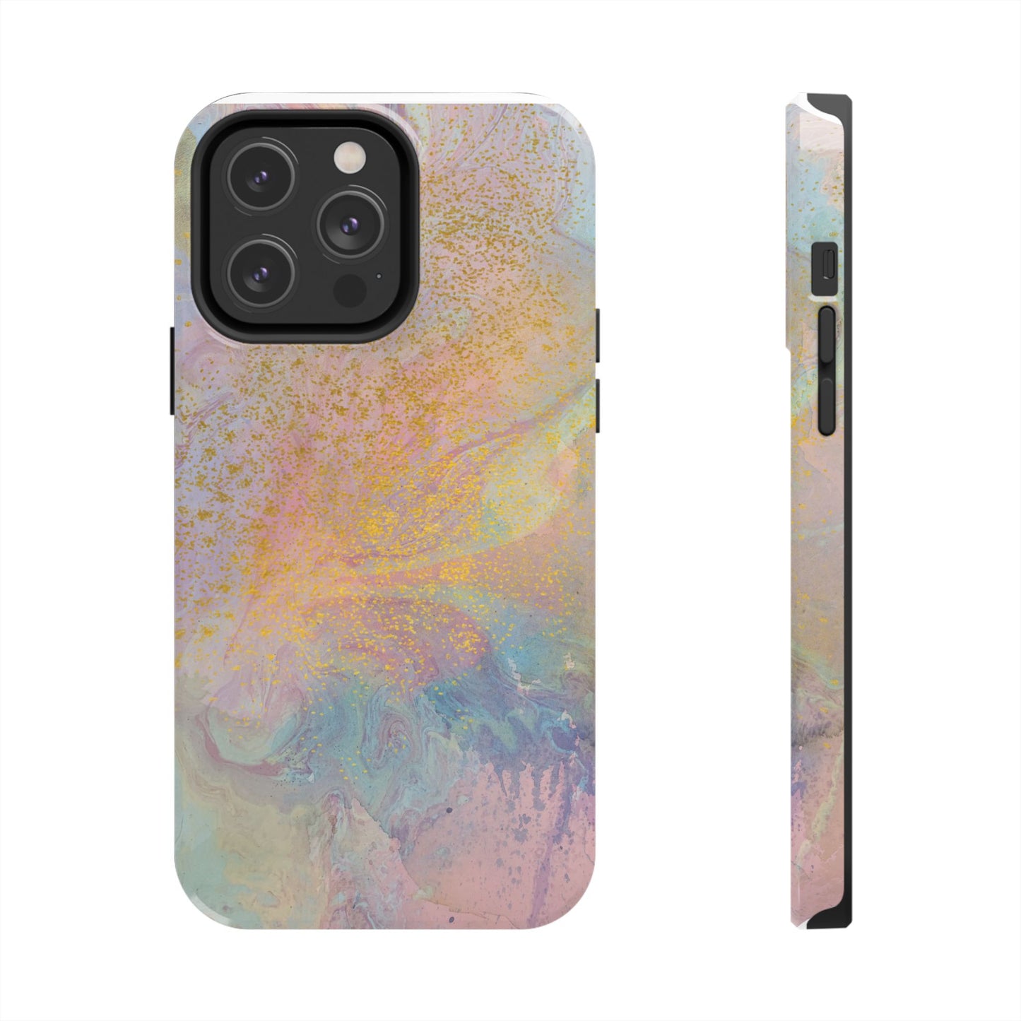 Phone Case - Pastel Rainbow & Gold Watercolor Design