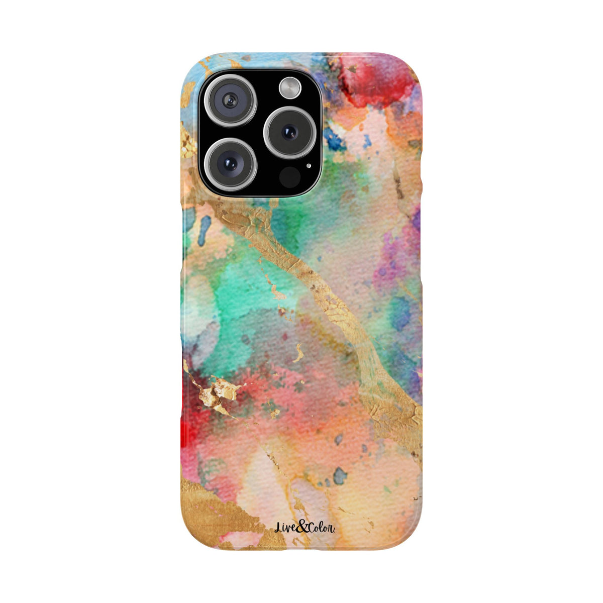 Pastel Rainbow & Gold Watercolor Slim Phone Case