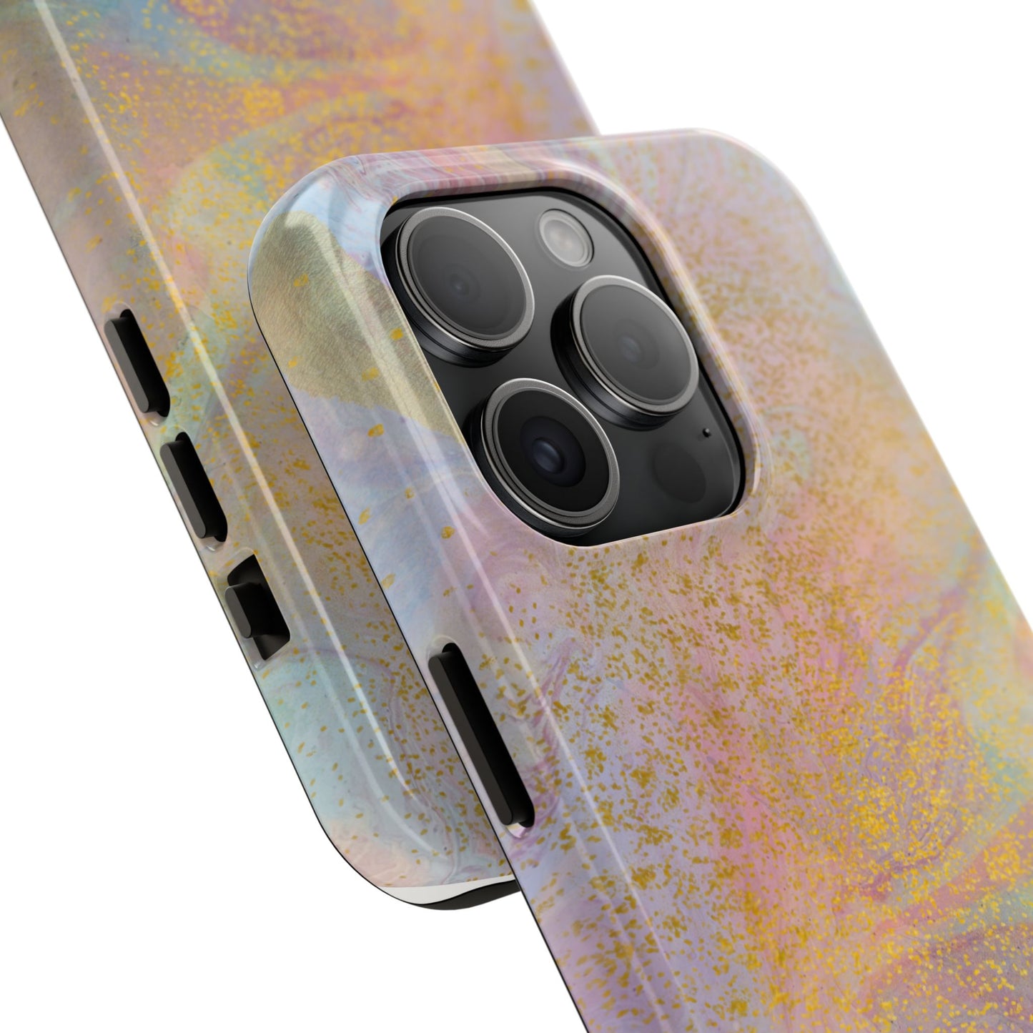 Phone Case - Pastel Rainbow & Gold Watercolor Design