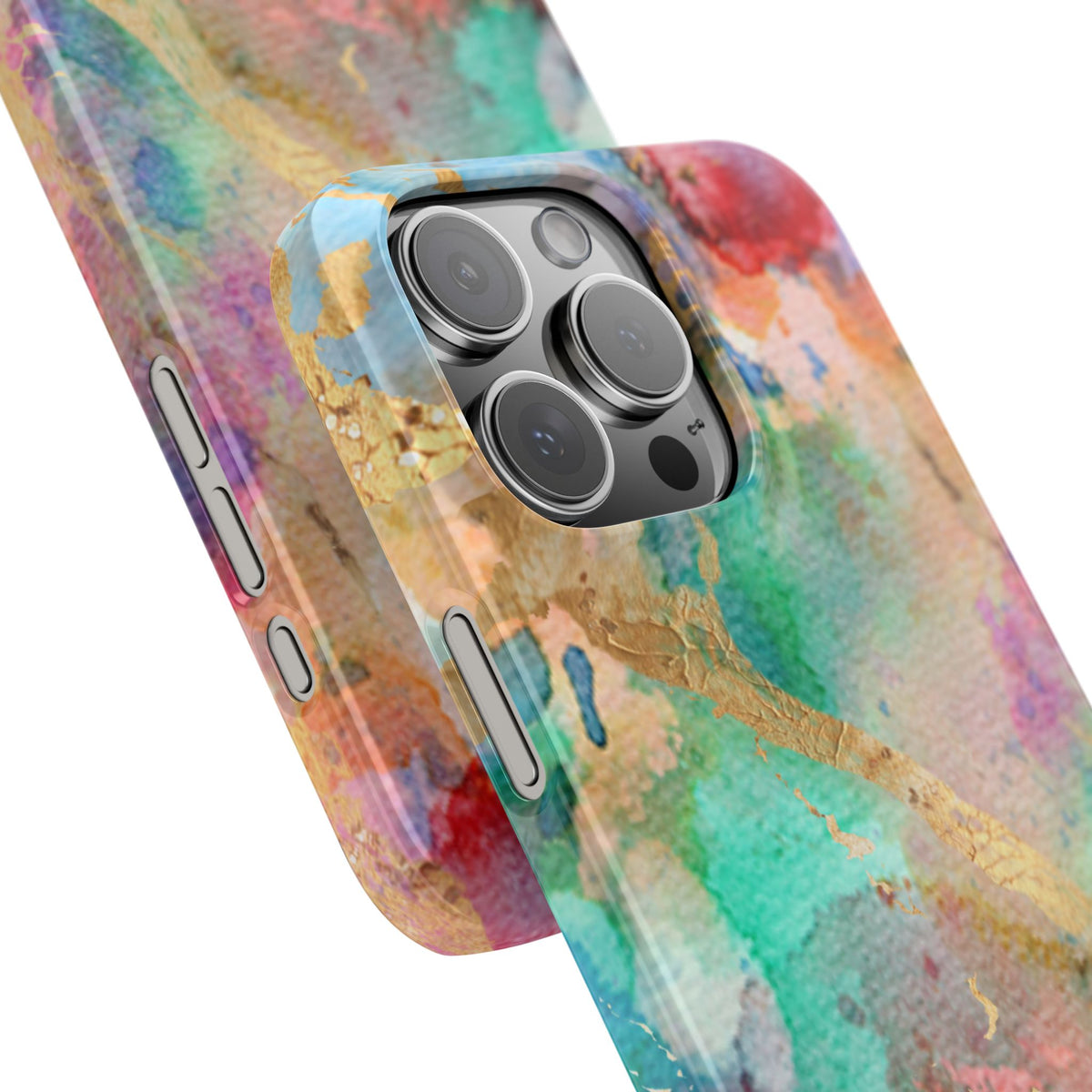 Pastel Rainbow & Gold Watercolor Slim Phone Case