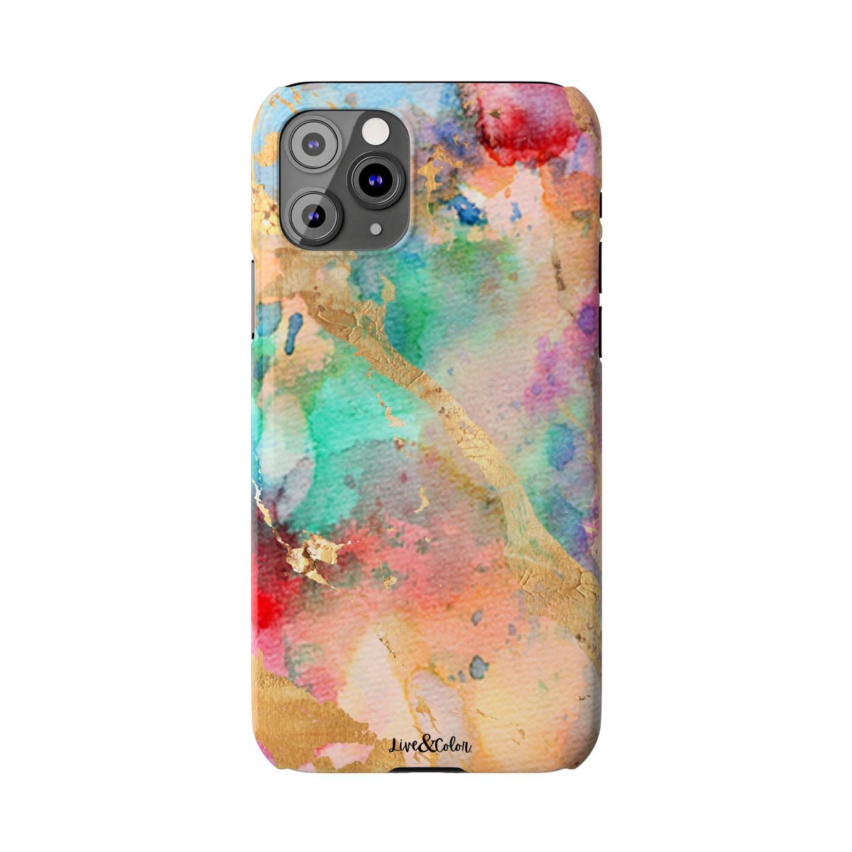 Pastel Rainbow & Gold Watercolor Slim Phone Case