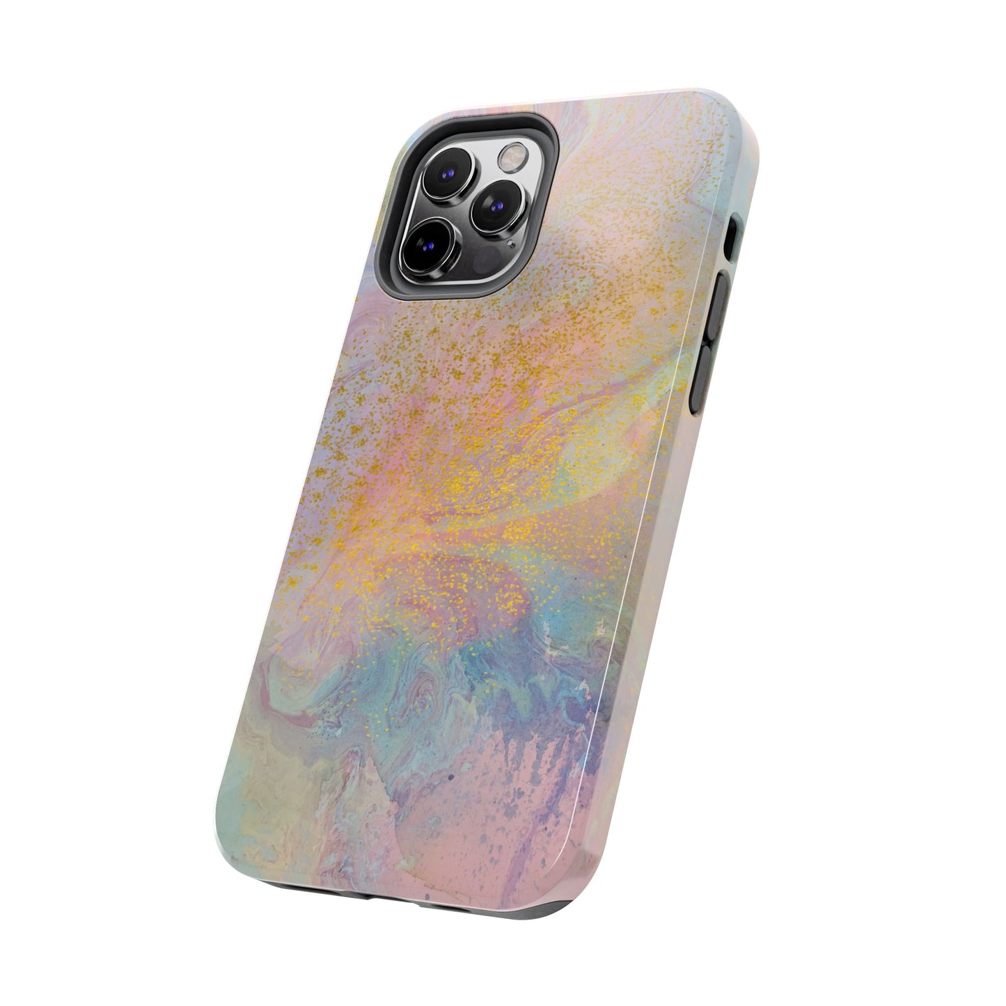 Phone Case - Pastel Rainbow & Gold Watercolor Design