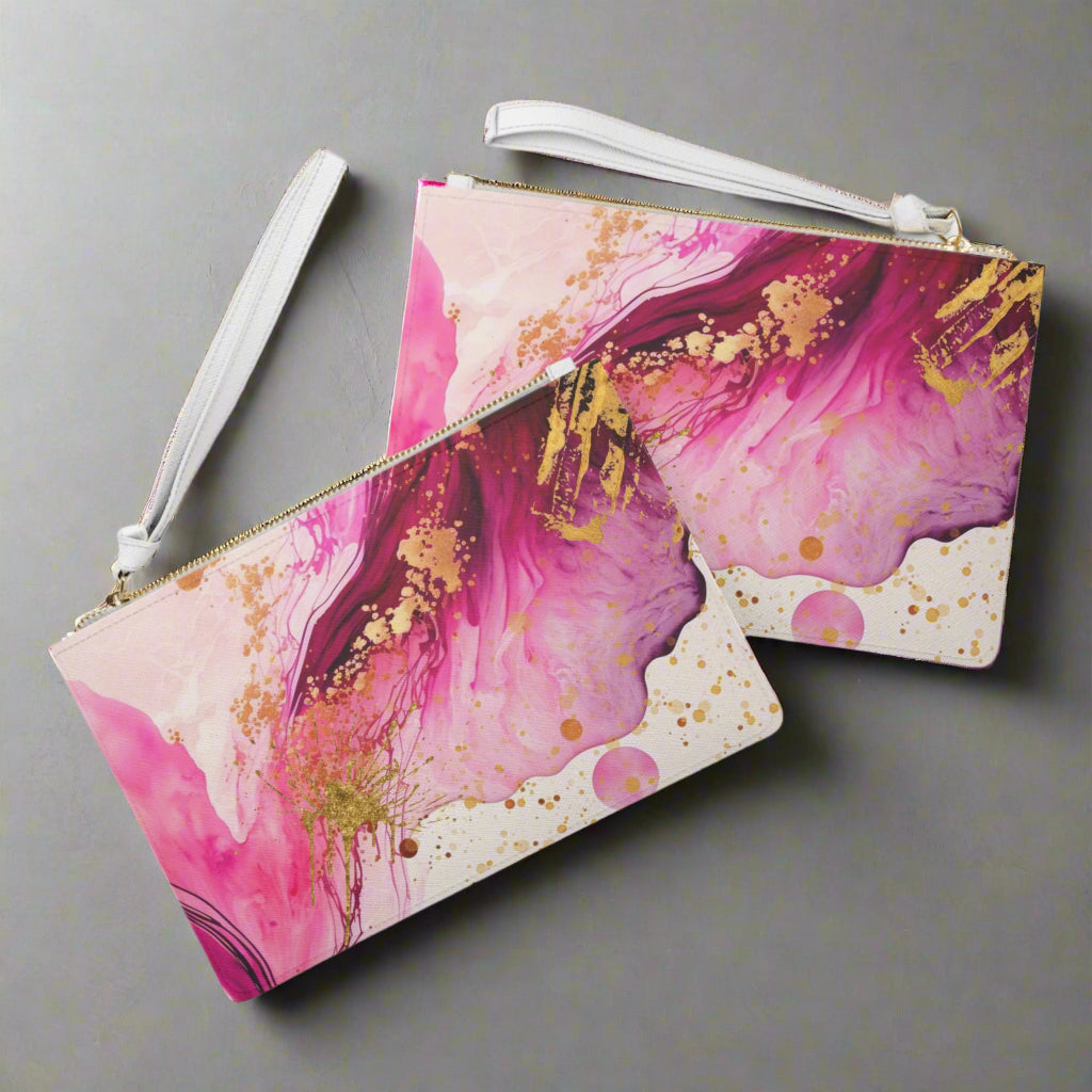 Pink Fuschia Magenta & Gold Clutch Bag (Original)