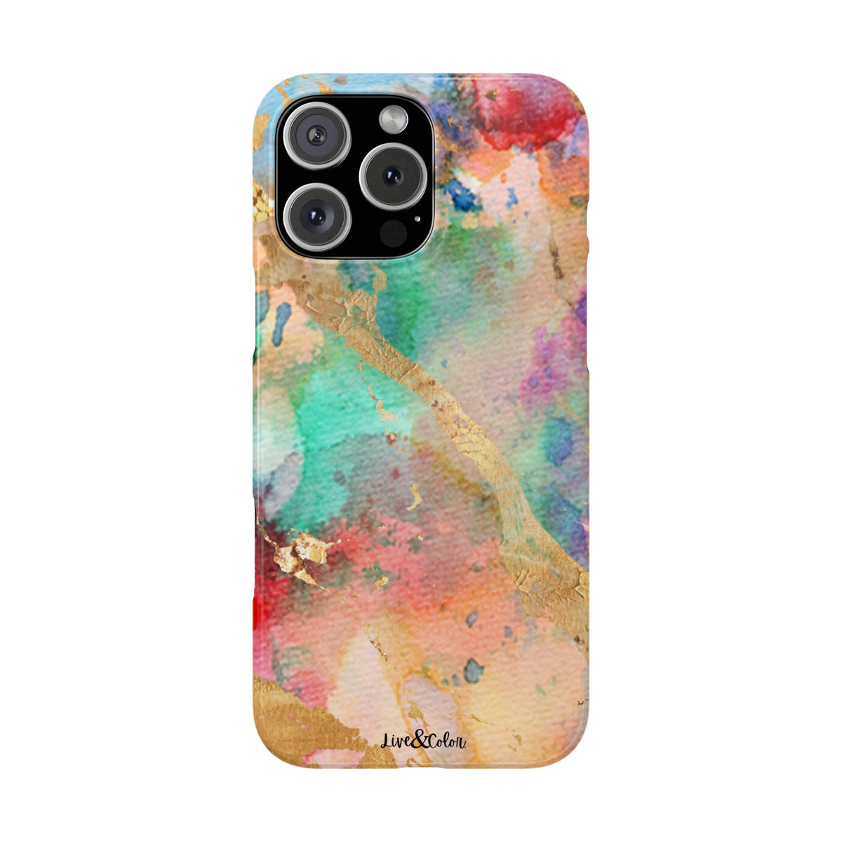 Pastel Rainbow & Gold Watercolor Slim Phone Case