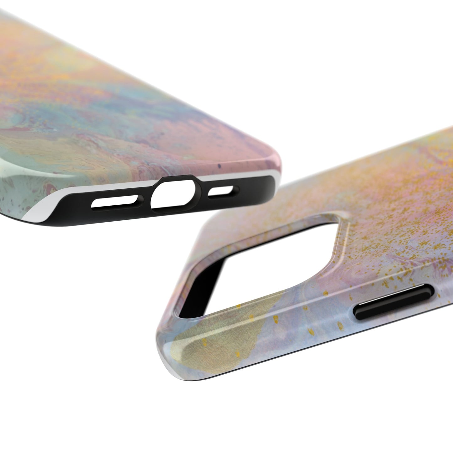Phone Case - Pastel Rainbow & Gold Watercolor Design