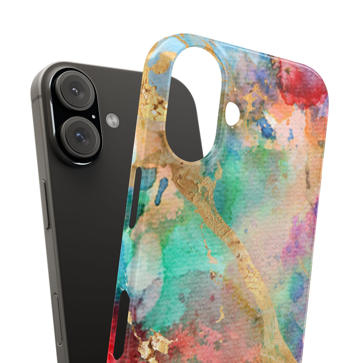 Pastel Rainbow & Gold Watercolor Slim Phone Case