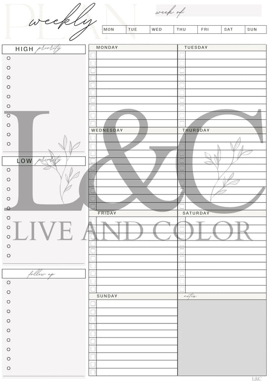 Weekly Plan Digital Download